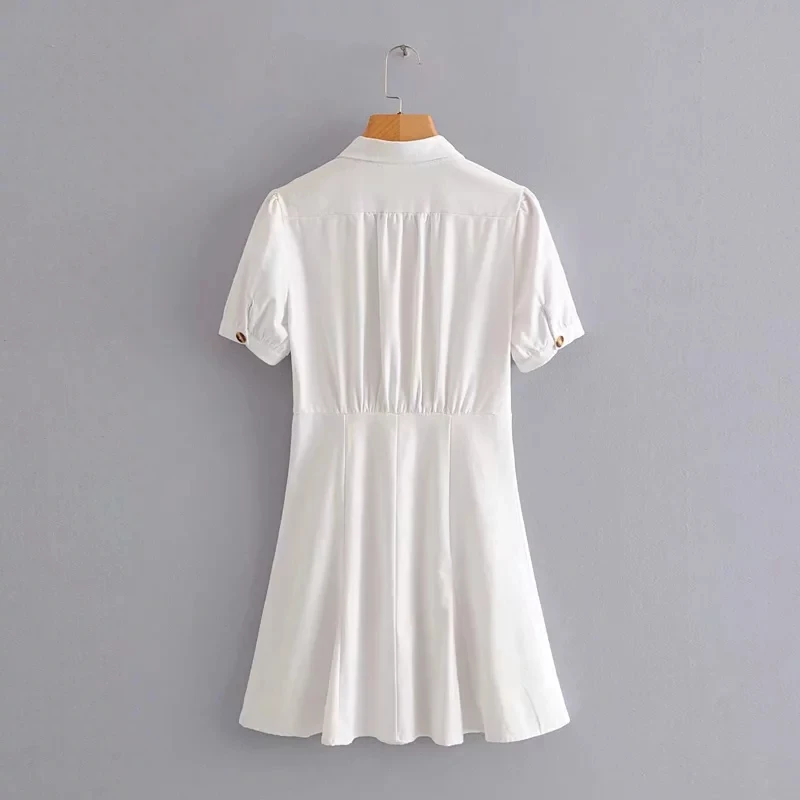 Boho Стильное льняное сексуальное мини-платье с карманами женское летнее платье корейское элегантное белое платье на пуговицах женские повседневные платья vestidos