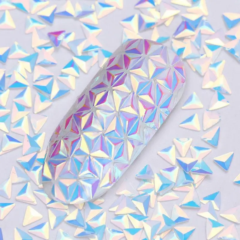 3D треугольник переливающиеся блестки фототерапия DIY аксессуары для дизайна ногтей