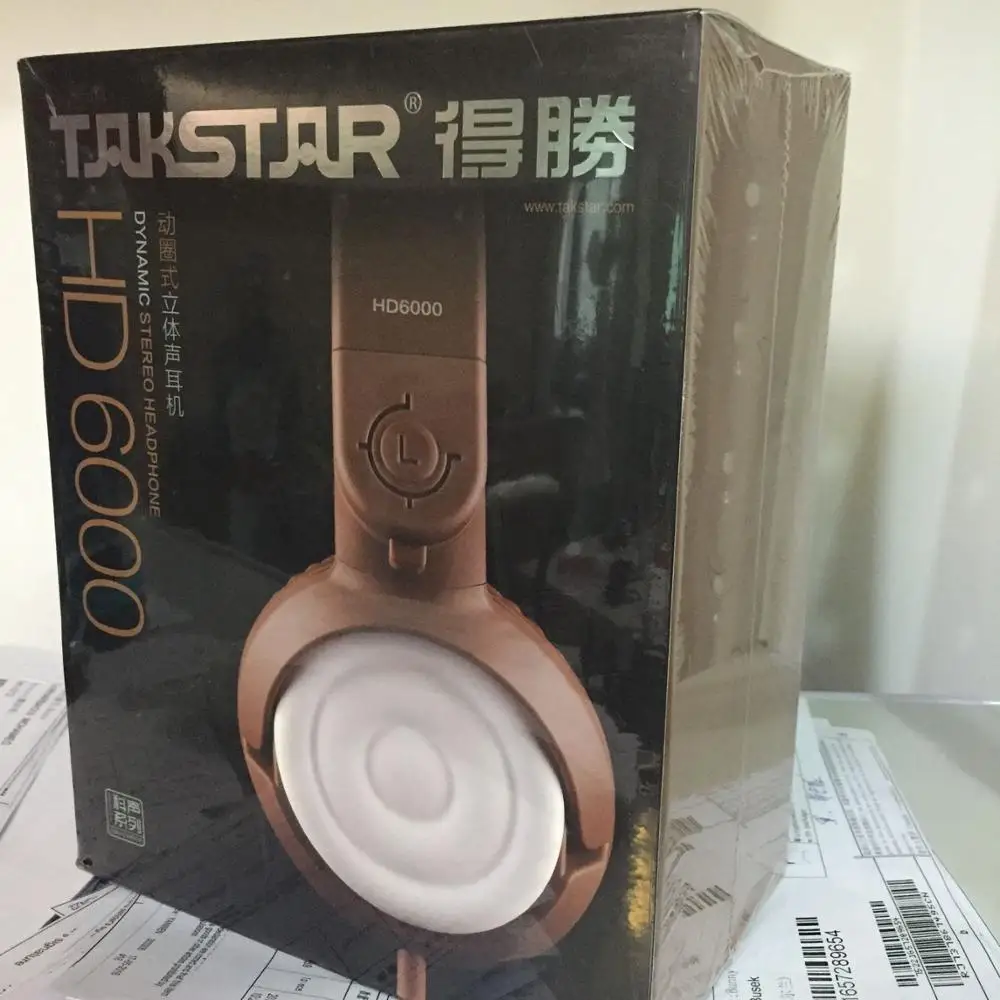 TAKSTAR HD6000 профессиональный стерео Динамический DJ наушники монитор гарнитура музыкальные наушники запись пение черный - Цвет: Brown with package