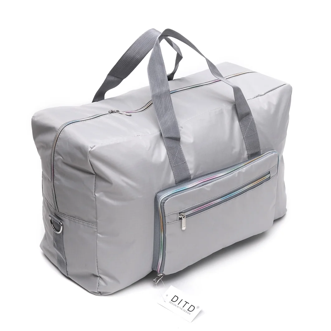 Складная дорожная сумка женская Большая вместительная переносная сумка через плечо с мультяшным принтом водонепроницаемая сумка для багажа - Цвет: gray