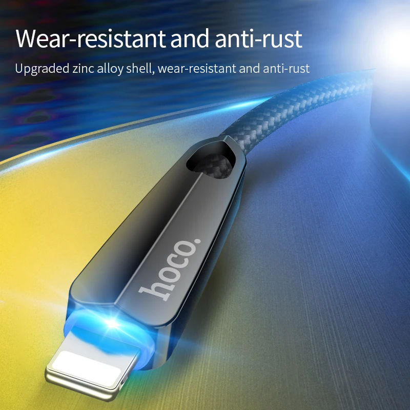 HOCO usb кабель для iphone X 11 Pro Max 8 7 6 ipad mini smart power off светодиодный кабель для быстрой зарядки зарядное устройство для телефона адаптер для передачи данных