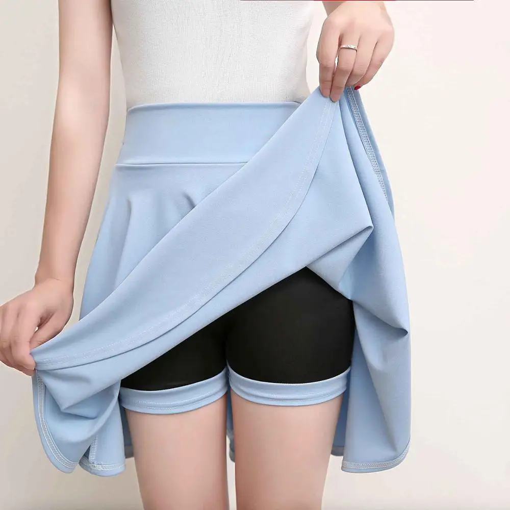 

2019 Womens Female Elegant Skirt Plus Size 4XL Summer A Line Sun School High Waist Pleated Skirt Shorts Skirts RE2395