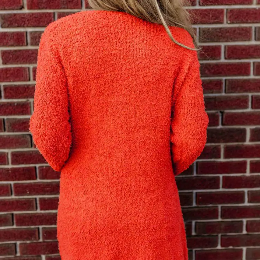 Casual Plush Coat Women 2018 Autumn Winter Warm Soft Long Jacket Female Plush Overcoat All Match Outerwear With Pocket Orange