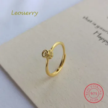 

Leouerry 925 Sterling Silver Petal Rings Original Gold Circle Resizable Rings for Women 2019 Summer Jewelry
