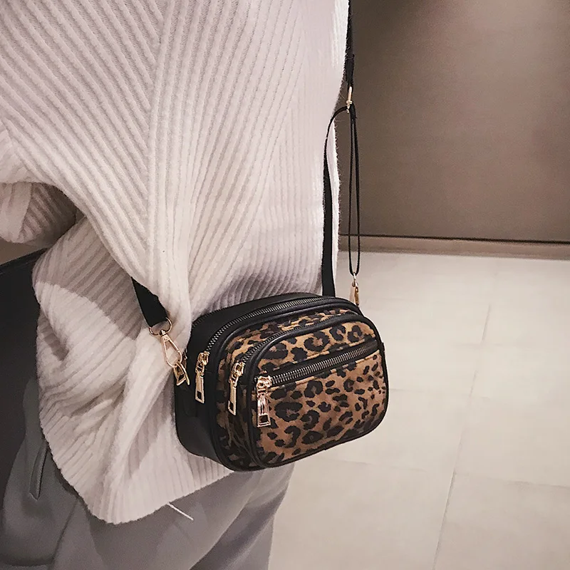 HOCODO мини леопардовые женские сумки скраб из искусственной кожи сумки-мессенджеры Модные маленькие сумки на плечо сумка на молнии для телефона кошелек через плечо