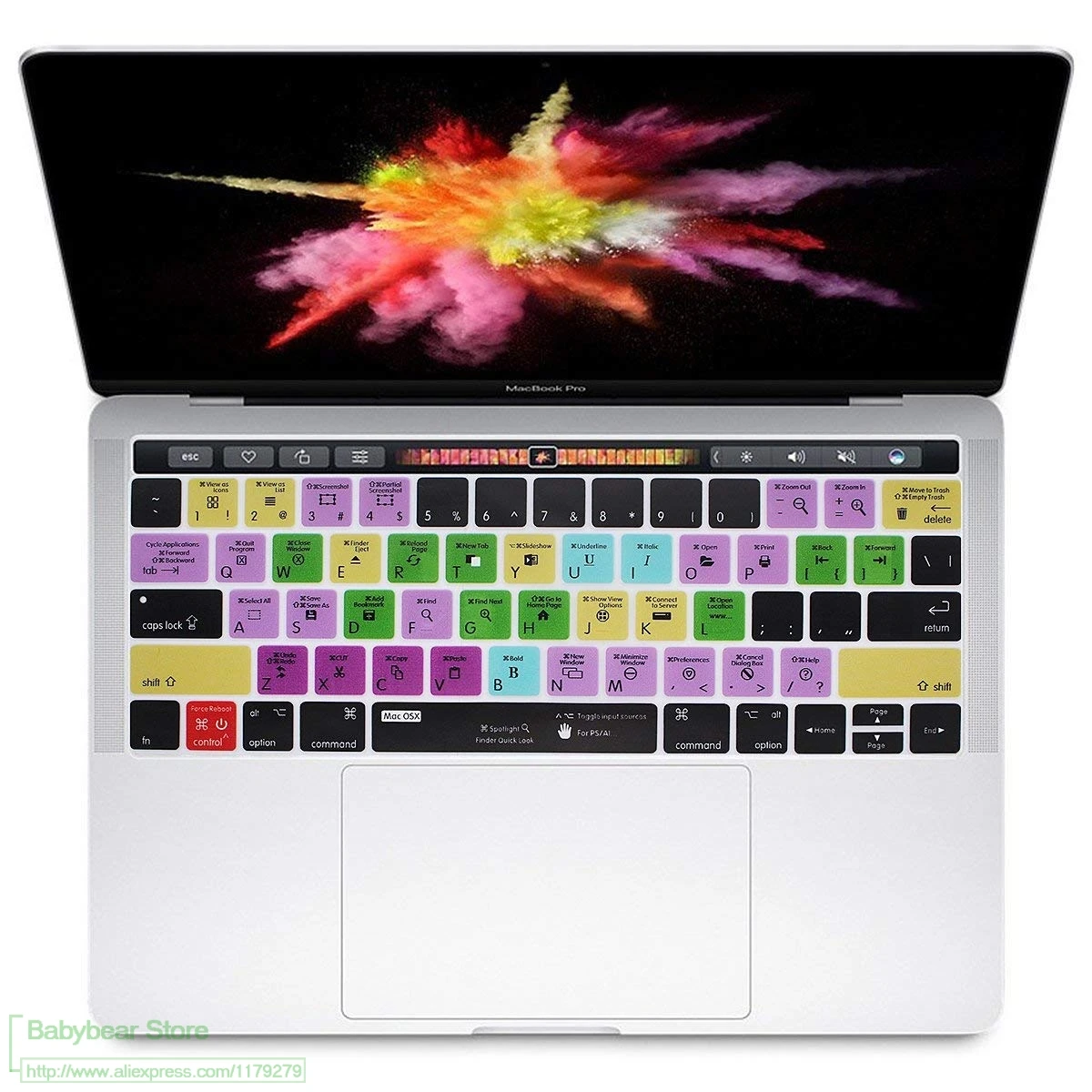 

Keyboard Cover Keypad Skin For Mac Osx Hot Key Functional Shortcut For Macbook Pro 13" 15" Newest 2017/2016 With Touch Bar
