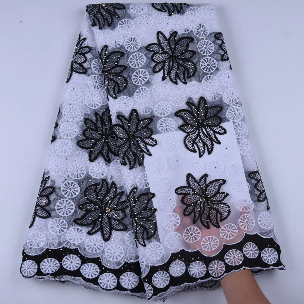 Высококачественное молоко шелковая ткань с кружевом последняя африканская сухая молочная шелковая ткань с кружевом с камнями для нигерийского платья французская сетка LaceF1608
