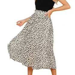 BerryGo Винтаж леопардовая расцветка миди юбка женская панк Корейская юбка мода 2019 сексуальная высокая талия дамы плиссированные Ретро