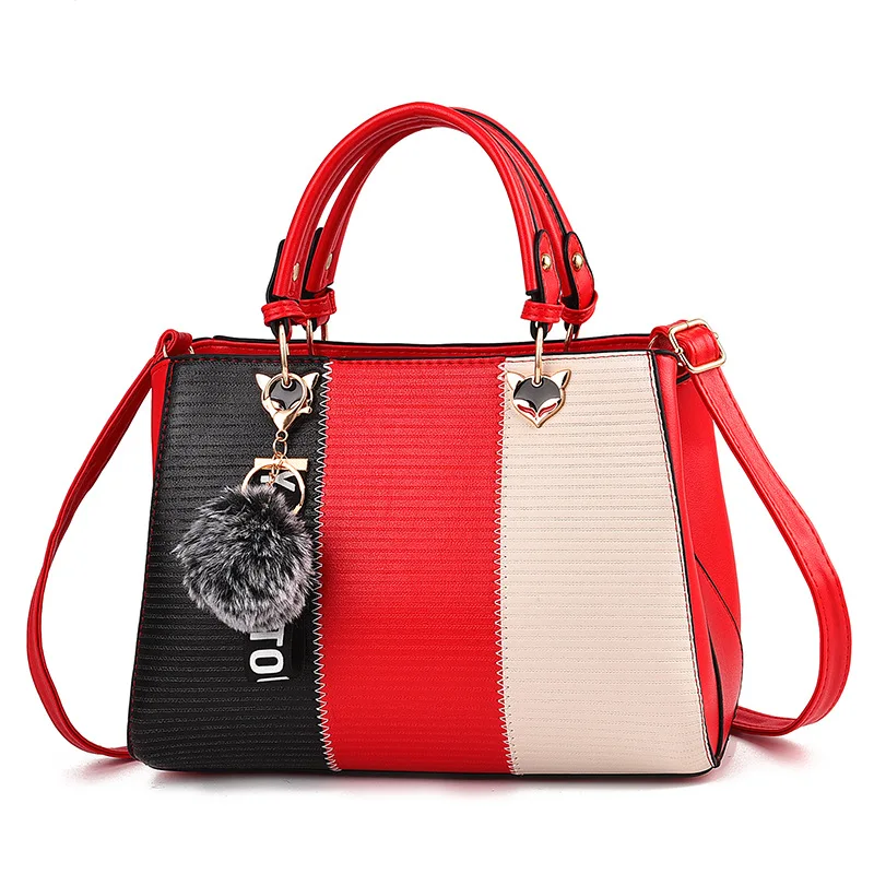 

2019 Fashion Three-color stitching women's bag fashion atmosphere Party shopping special Lady handbag bags