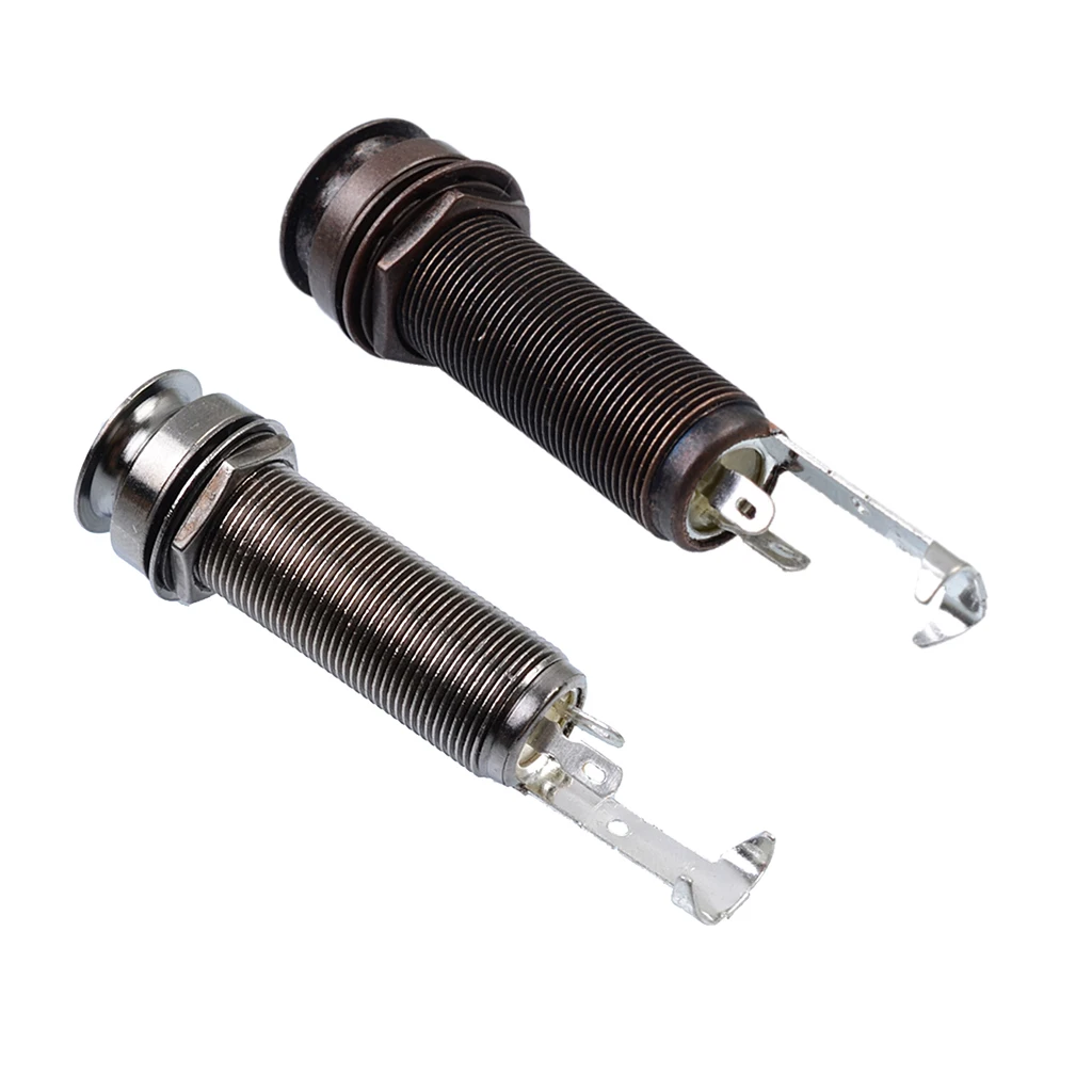 Brass Easy Install 1/4inch Cylinder Endpin Output Jack for Acoustic Guitar Great Replacement Parts 62mm Dark Black/Black  Color 