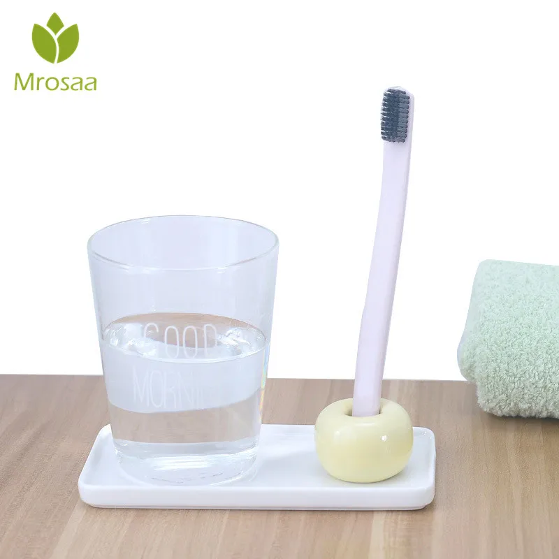 

1 Pcs Mrosaa Creative Ceramic Toothbrush Holder Storage Rack Bathroom Shower Simple Tooth Brush Stand Shelf Bath Accessories