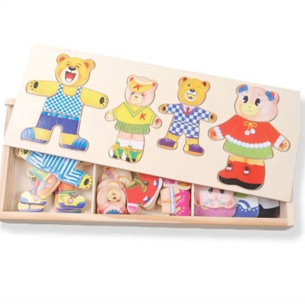 Educativos bloques de construcción de bebé oso cambio ropa de Juguetes de la primera infancia madera rompecabezas de bloques de construcción de Juguetes Educativos Educativos bloques de construcción de bebé oso cambio ropa de Juguetes de la primera infancia madera rompecabezas de bloques de construcción de Juguetes Educativos