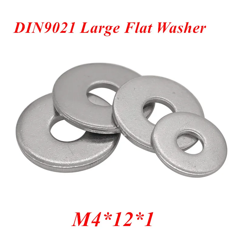 

100pcs M4 Large Flat Washer A2-70/ 304 Stainless steel M4*12*1 large Plain Gasket Washers DIN9021 GB96