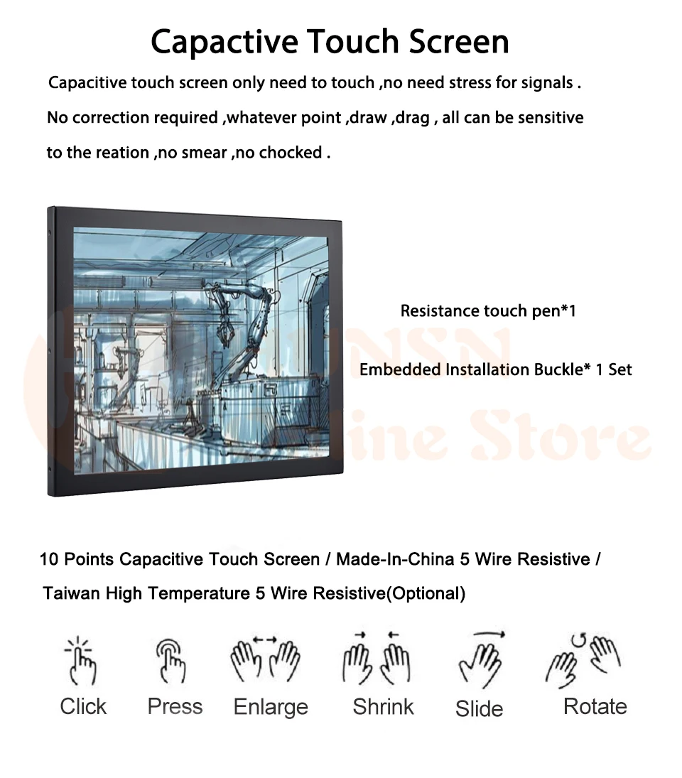 [HUNSN DA04W], 17-дюймовый Светодиодный промышленный Панель ПК, 10 точек емкостный сенсорный экран, Сенсорный экран, Windows10/Linux Ubuntu(убунту-операционная система, Intel Celeron J1900