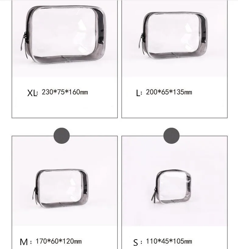 ETya ПВХ прозрачная дорожная косметичка на молнии, маленькая большая женская косметичка, косметичка для туалетных принадлежностей, сумка для хранения