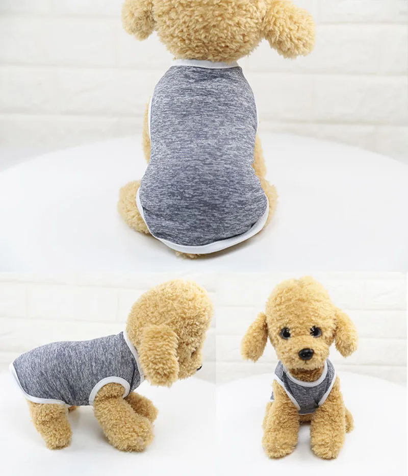 Summer Pet Clothes Casual Dog Vest T Shirt for Small Medium Dogs Comfortable Pure Color Cat Clothing Blue Gray Pink Orange Red