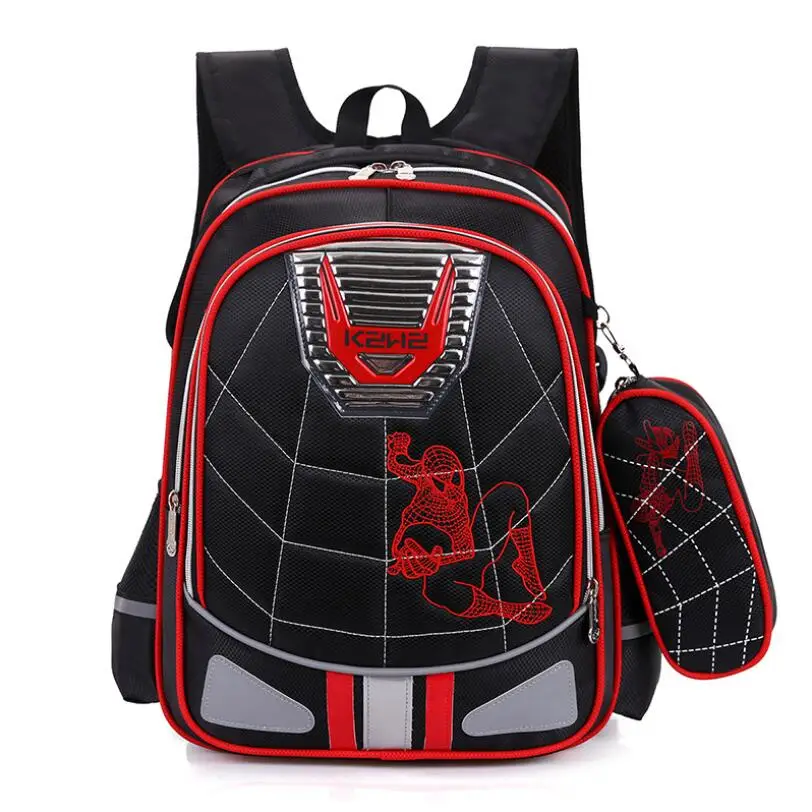

Cartoon Spiderman Orthopedic School Bags Backpack Boys Shoulder Bag Large Capacity Nylon Waterproof School Bag with Pencil Case
