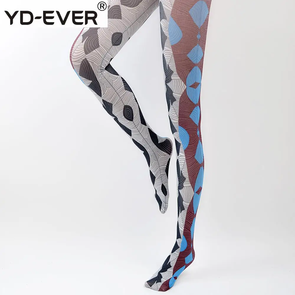 YD EVER колготки со стеклянным узором брендовые модные жаккардовые шелковые с