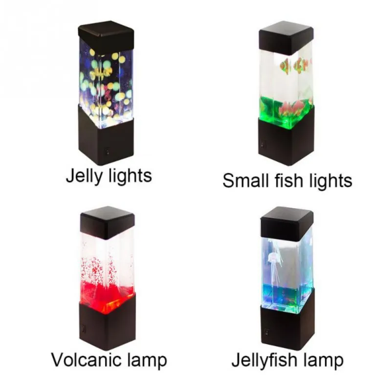 Chiclits Mini Aquarium Night Light Bedside Table Motion Jellyfish Lamp LED AquariumTank Colorful Decorative Lights For Kids Gift (10)