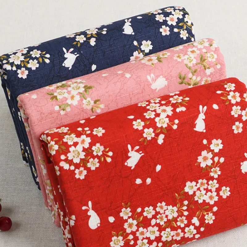

Japan sakura fabric slubbed natural cotton linen upholstery textile 1yard*110cm