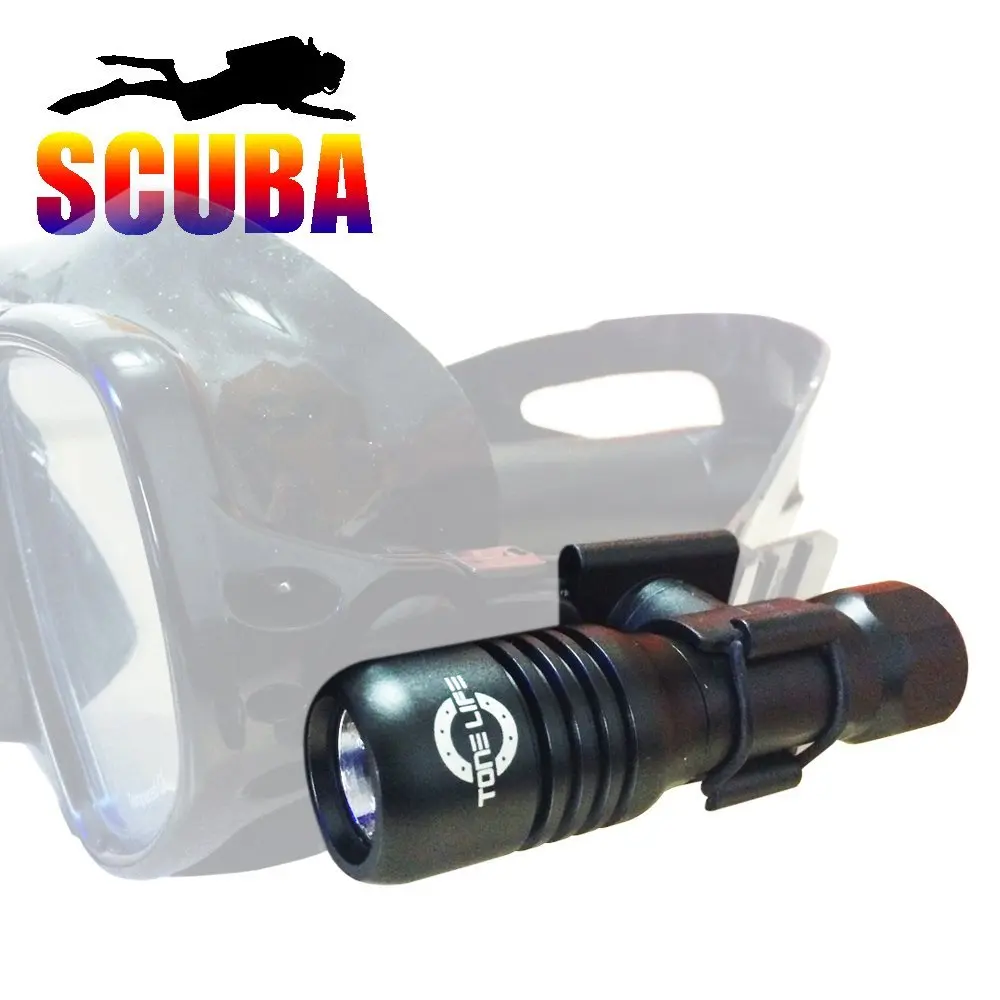 

Tonelife 150M Mini Diving Mask Light Scuba Back-up Torch Attach On Mask 570lumens Adjustable 360 Angle Holder(Torch+bracket)
