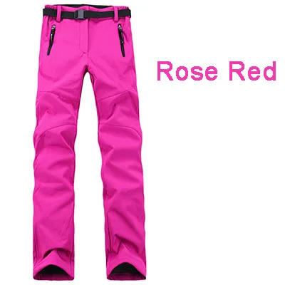 Новинка, женские плотные теплые флисовые софтшелл штаны для рыбалки, кемпинга, походов, катания на лыжах, водонепроницаемые ветрозащитные брюки, Прямая поставка - Цвет: ROSE RED