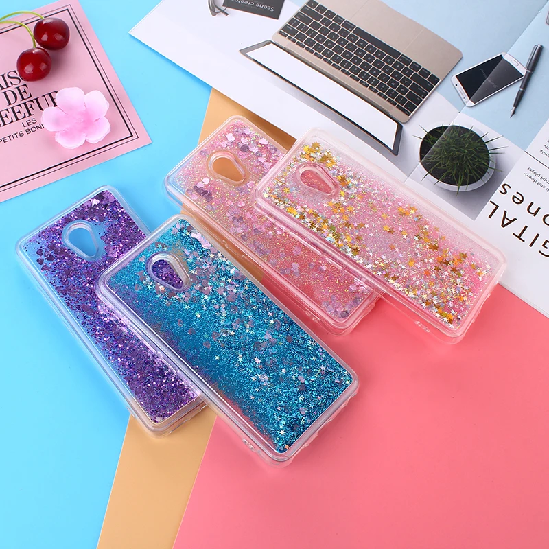

Glitter Love Heart Star Phone Case for Meizu M6 Note M5S M3 Note M5 Note MX6 Pro 6 Quicksand Dynamic Liquid Soft Silicone Cover