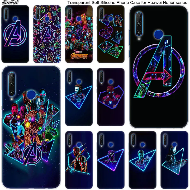 

Hot Marvel Avengers Infinity War Hero Soft Silicone Phone Case for Huawei Honor 20 20i 10 9 8 Lite 8X 8C 8A 8S 7S 7A Pro View 20
