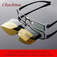 Chashma ยี่ห้อวันและกลางคืนโพลาไรซ์แว่นตาสุภาพบุรุษแว่นตากรอบ 2 คลิป