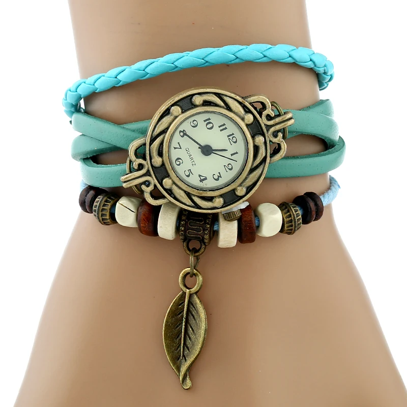 10 pcs indian Bracelet LEAF charm Watch Lady Vintage watch leather wristwatch digit indie slip wholesale LOT 10 pcs indian Bracelet LEAF charm Watch Lady Vintage watch leather wristwatch digit indie slip wholesale LOT