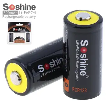 

Soshine 2pcs/se 16340 RCR123 Li-ion Rechargeable Battery 600mAh 3.7V Lithium Batteries with Retail Package + Battery Storage Box