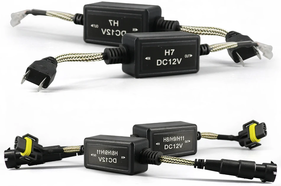 08 2PCS H4 H7 H8 H11 9005 HB3 9006 HB4 LED Bulb Decoder Resistor 50w Canbus Error Canceller Wire Harness Adapter for Car Fog Light
