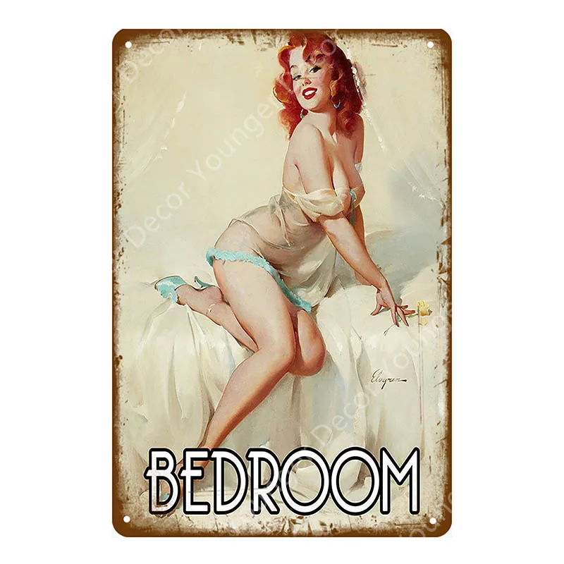 Американский Ретро плакат Pin Up Girl Lady жестяные вывески художественное украшение стены табличка для бара кафе бара вечерние Клубные винтажные металлические картины - Цвет: YD3106E