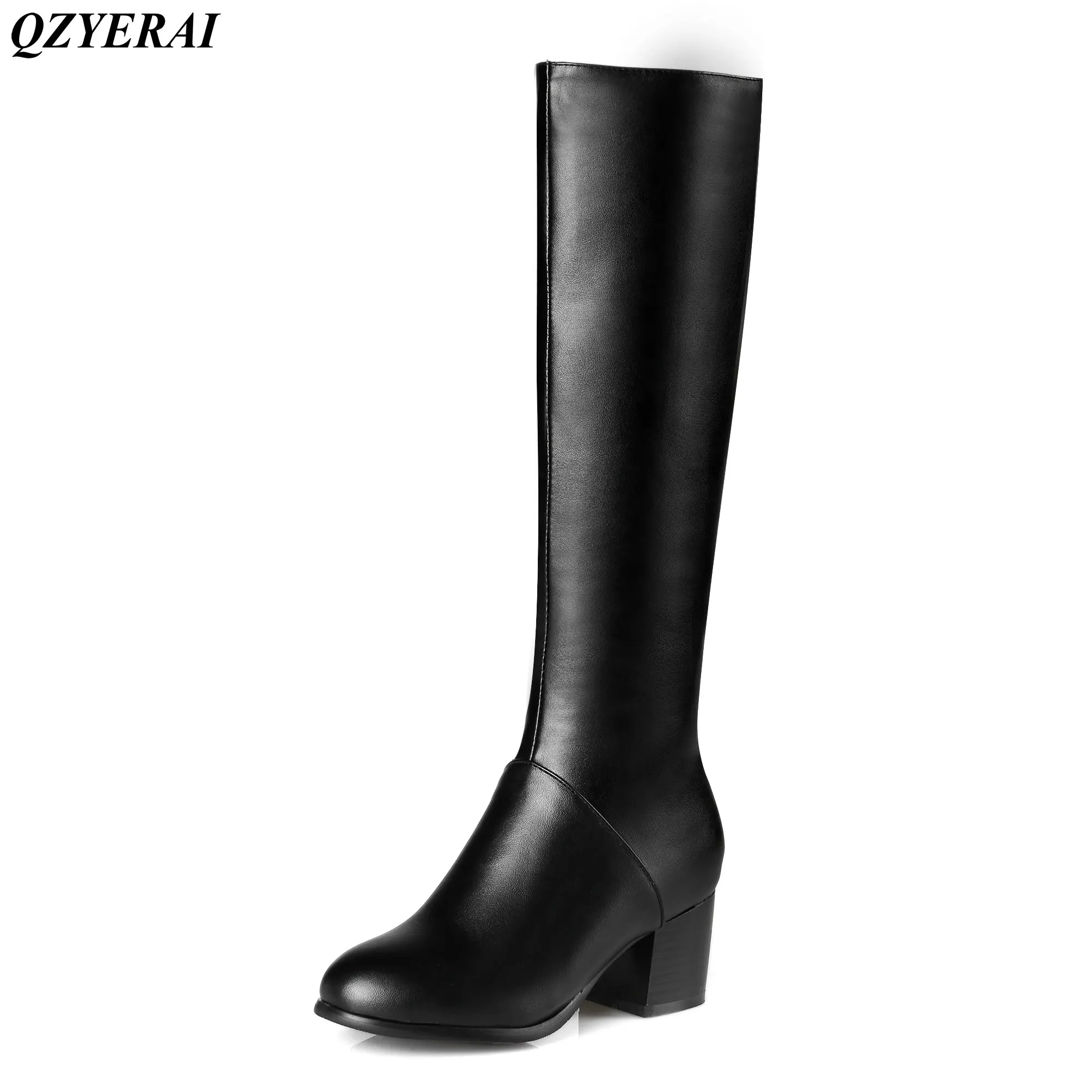 

QZYERAI Autumn and winter new arrival thick and warm ladies to knee boots fashion womens shoes Sexy female boots