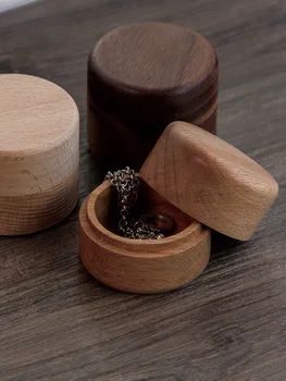 

4.8cm circle round wood ring box necklace storage box home decoration gift box earphone storage box