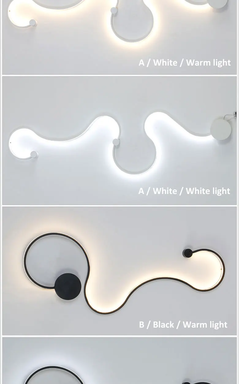 Moderno e Minimalista Lâmpada de Parede Pintura de Ferro Sala de Estar Conduziu a Iluminação Ac96-265v do Quarto Criativo Preto Branco Levou Interior Decoração Faça Você Mesmo - 7 Criativo moderno e minimalista lâmpada de parede