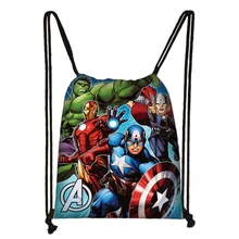 Супер герой, Железный человек, Халк, Бэтмен, мультяшная сумка на шнурке, рюкзак с принтом, повседневный рюкзак для мальчиков и девочек, сумки на шнурках