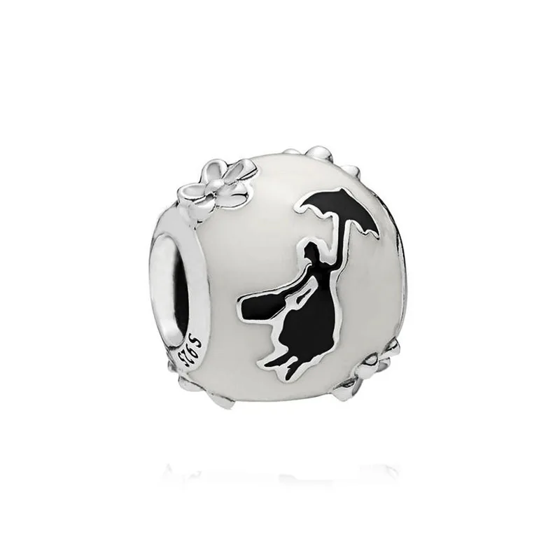 

2018 Winter Mary Poppins Silhouette Charm Charm Fits Pandora Bracelet Original 925 Sterling Silver Bead DIY Making Jewelry