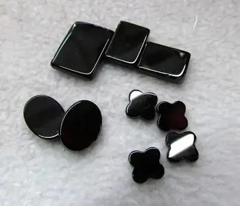 

50pcs Brazil Black Agate Cabochon.Clove Round Oval Rectangle Cabochon. Black Stone Cabochon for Bead Embroidery 8-14mm