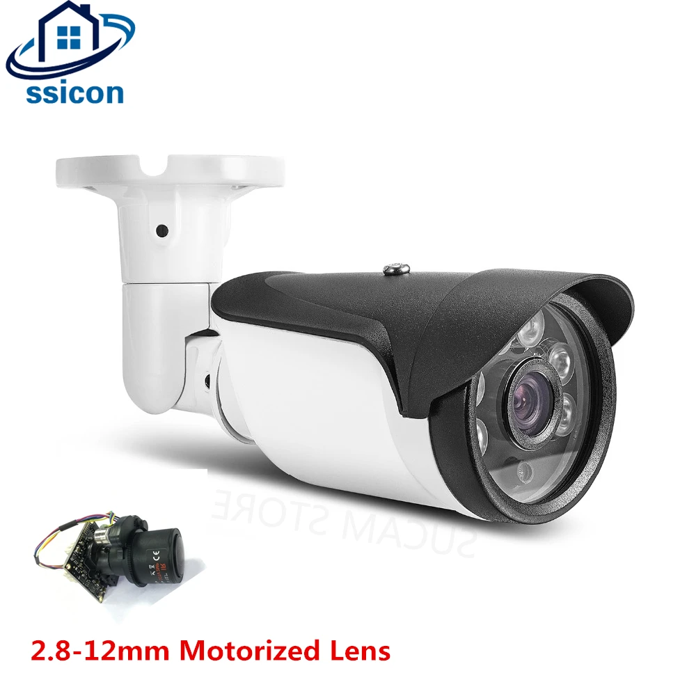 

SSICON 2.8-12mm Motorized Lens Outdoor AHD Camera 4X Auto-Zoom 6Pcs Array Leds Waterproof Bullet Security Camera With OSD Cable