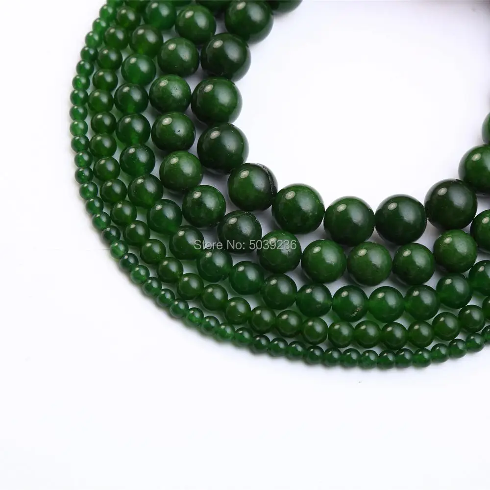 Темно-зеленый нефрит бусины из природного камня свободные шарики 4mm 6mm 8mm 10mm 12мм рукоделие для самостоятельного изготовления ювелирных изделий браслет Цепочки и ожерелья
