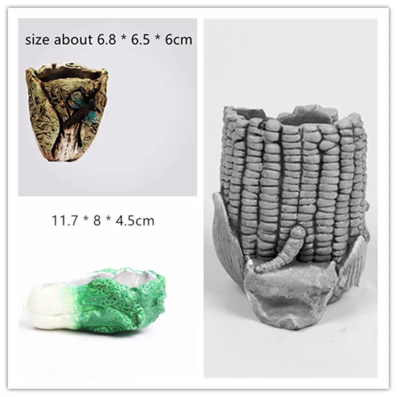 Corn Vegetables 3D Pot Molds for Concrete DIY Succulent Plants Cactus flower pot making tool Silicone mold Cement planter mould