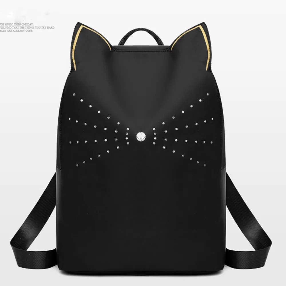 

Women Backpack 2019 Printing Canvas School Backpack Women Trendy Cat Ear Shape Ladies Cute Campus Style Leisure Backpack K509