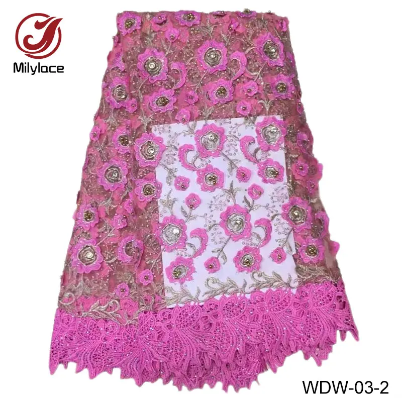 Milylace French Luxury Lace Fabric With Beads And Stones Flora Pattern African Chemical Embroidery Cord WDW-03 | Дом и сад