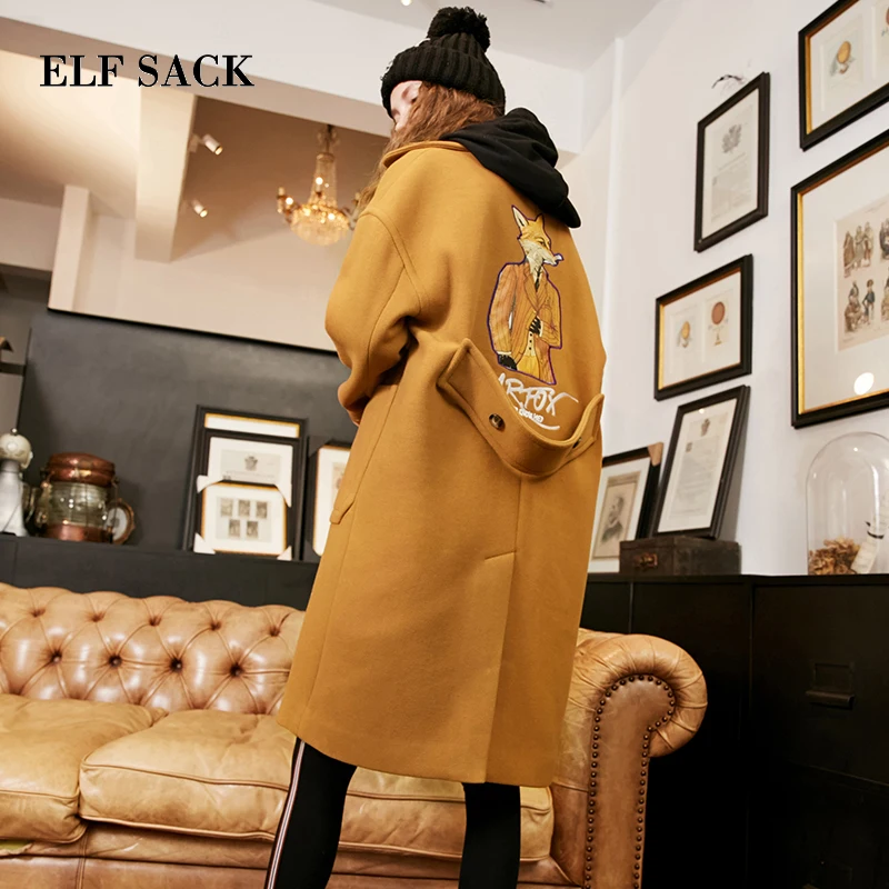 ELF SACK Winter Coat New Women Wide Lapel Belt Pocket Wool Blend Coat Animal Print Casual Trench Coat Outwear Wool Coat Women ELF SACK Winter Coat New Women Wide Lapel Belt Pocket Wool Blend Coat Animal Print Casual Trench Coat Outwear Wool Coat Women