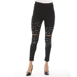 JAYCOSIN женская одежда джинсы обтягивающие стрейч черные тонкие джинсы Femme модные с высокой талией рваные бисером карандаш джинсовые брюки