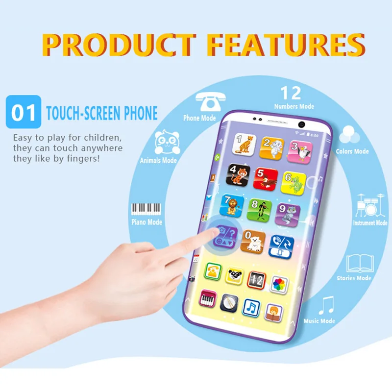 Kids Smart Phone Toys Educational Smart Phone Toy USB Port Touching Screen for Child Kid Baby