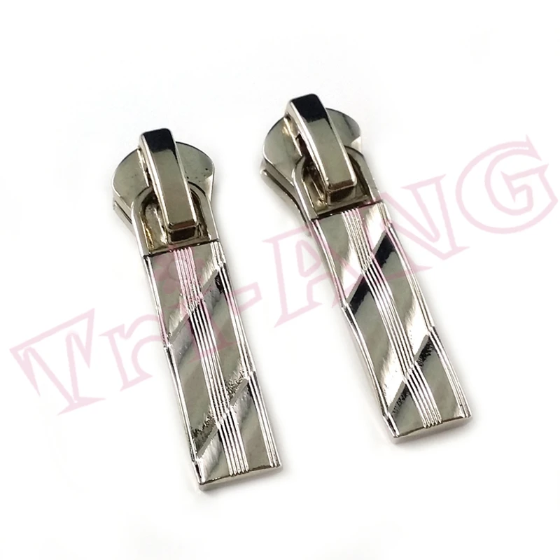 20pcs/lot, Silver White Color 5 Resin Zipper Sliders Stripe Shape