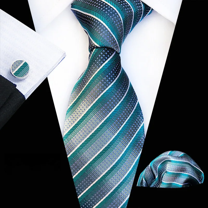 

New Designer Gold Gray Mens Ties 100% Silk Plaid Print Pattern Casual Style Ties Set Suit Wedding Patry Drop Shipping
