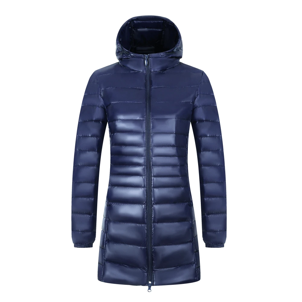 

Down Coat 2018 Fashion Winter Women Long Thin Jacket Ultra Light Warm Slim Fit Parka Women Outwear Hoodie Plus Size Coat FR1007